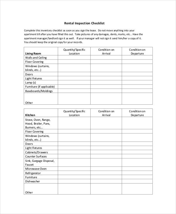 House Inspection Checklist 17 PDF Word Download