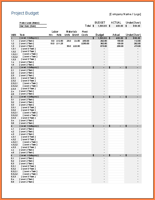 10 construction cost spreadsheet template