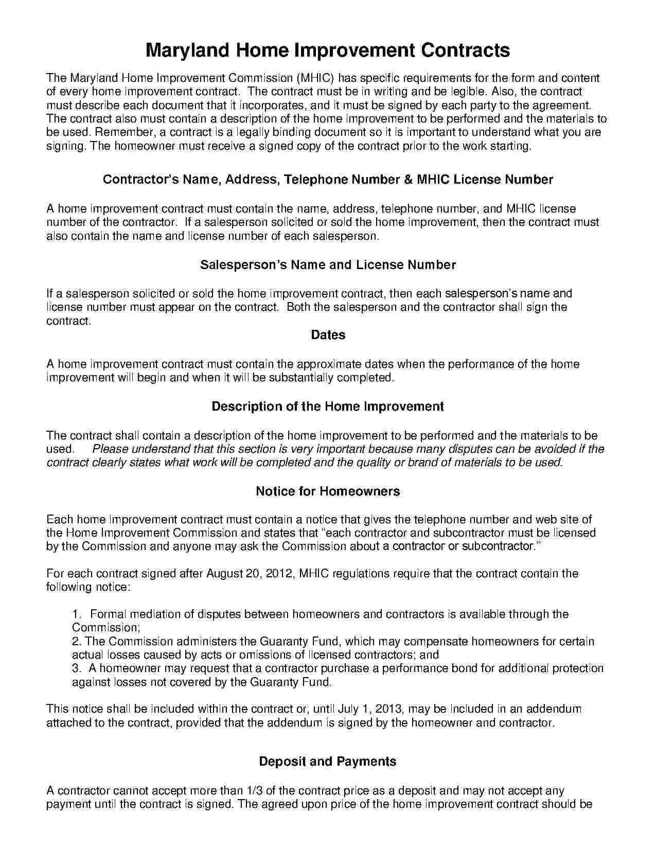 Download Home Improvement Contract Style 18 Template for