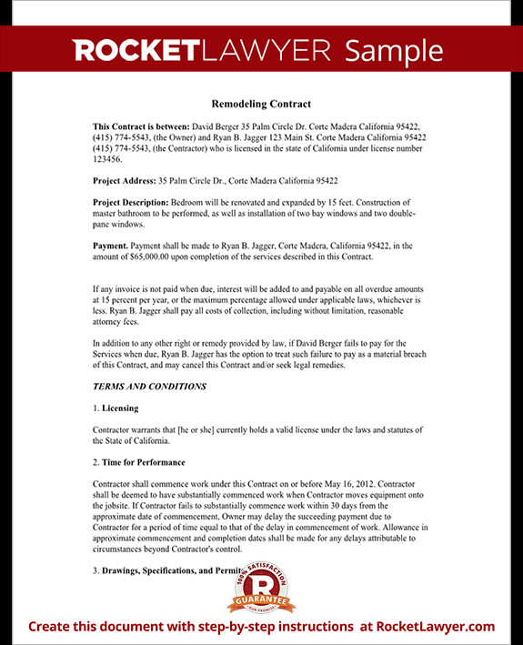 Home Improvement Contract Agreement Template with Sample