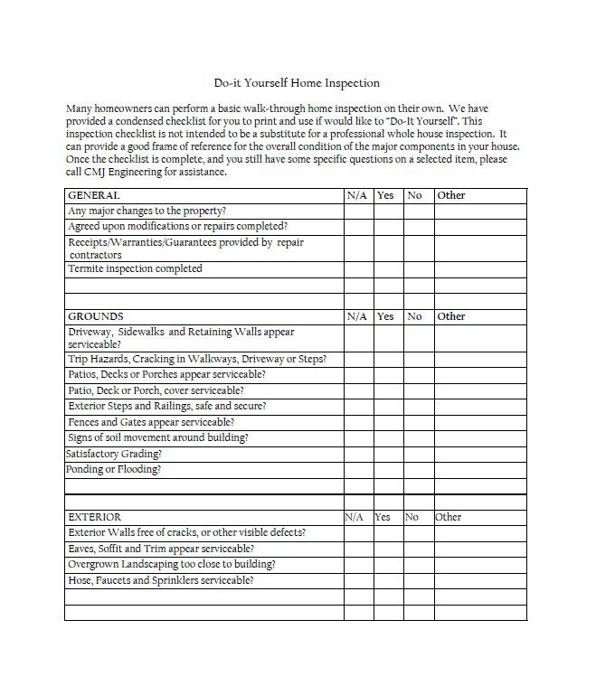 20 Printable Home Inspection Checklists Word PDF