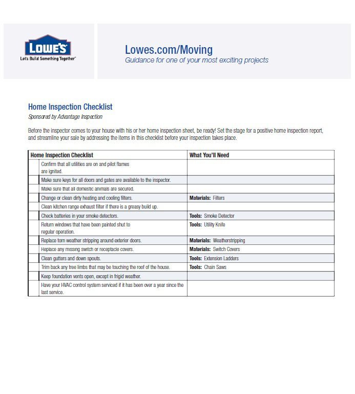 20 Printable Home Inspection Checklists Word PDF