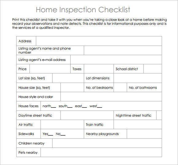 17 Home Inspection Checklists – Word PDF