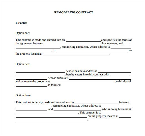 10 Remodeling Contract Templates Pages Docs