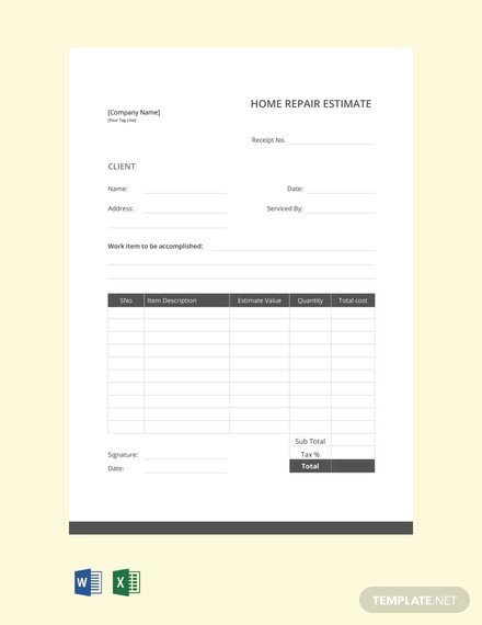 Free Job Estimate Template Download 239 Sheets in Word