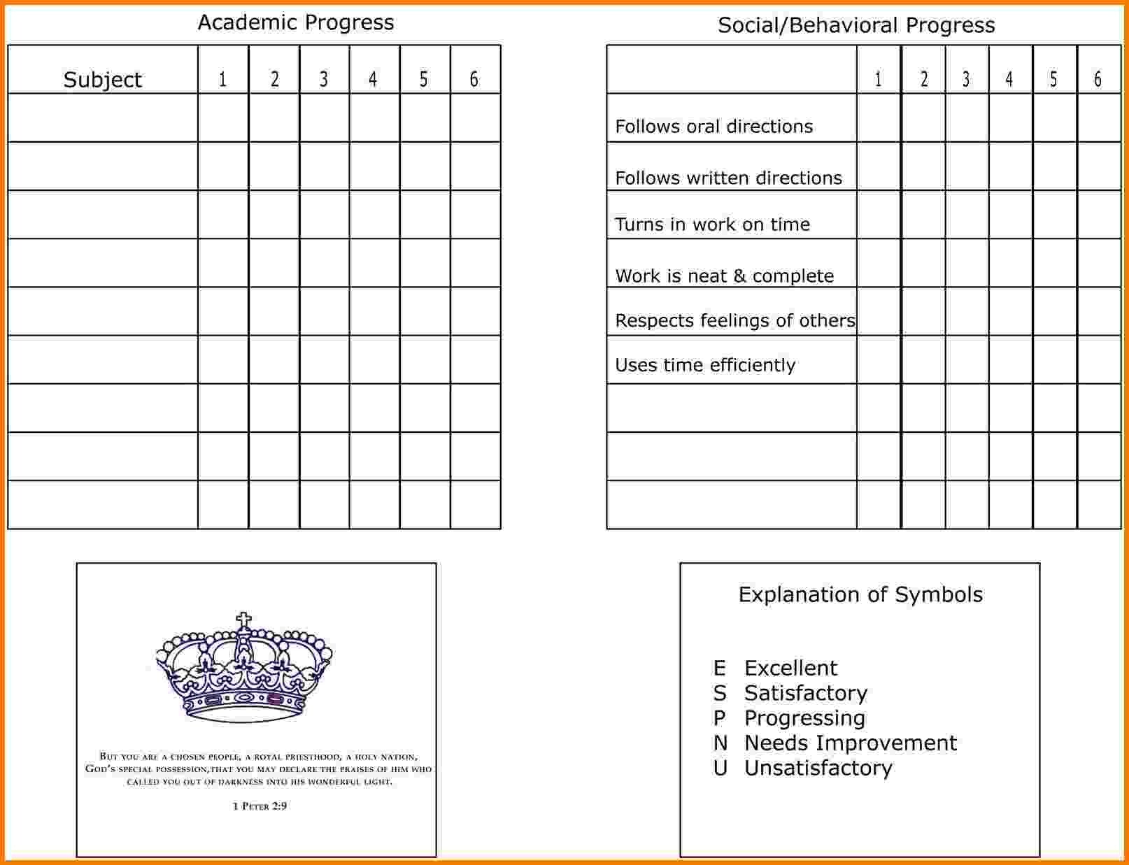 7 homeschool report card template