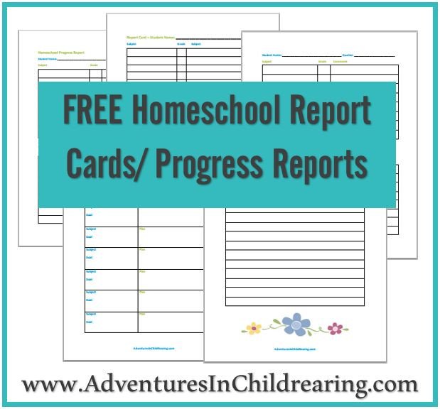 FREE homeschool printable progress report and report card