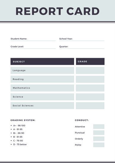 Gray Simple Homeschool Report Card Templates by Canva