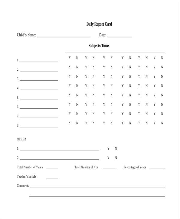 Blank 7 Printable Report Card Template Excel PDF Source