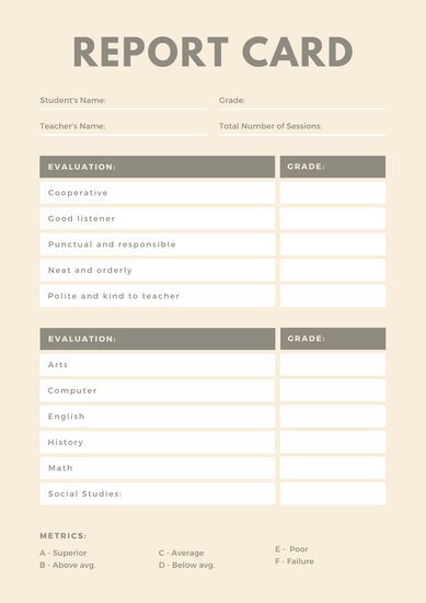 Customize 34 Homeschool Report Card templates online Canva