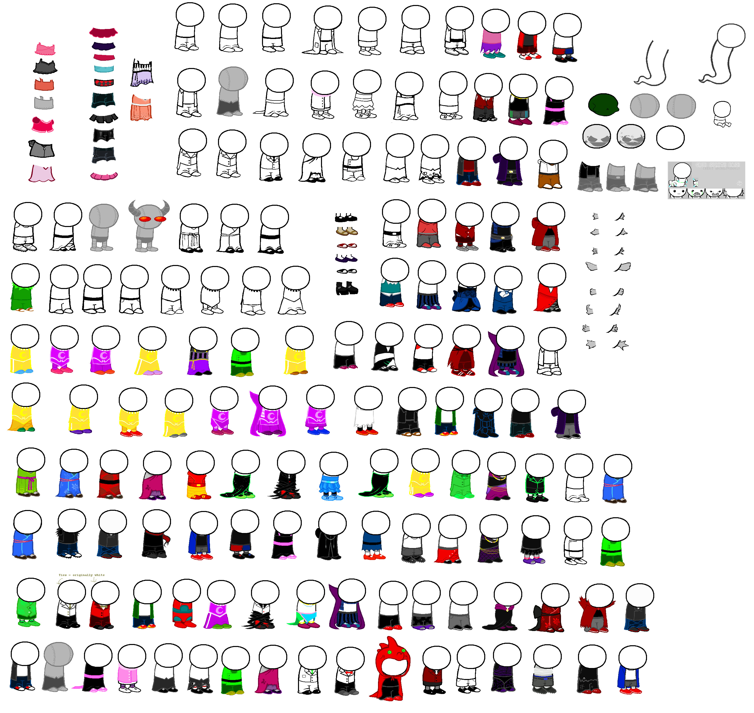 Homestuck Clothes plus Bases Sprite Sheet by blahjerry on