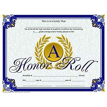 Amazon A Honor Roll Certificate Gold Laurel Leaves
