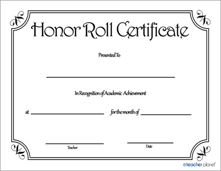 Honor Roll Certificate 3