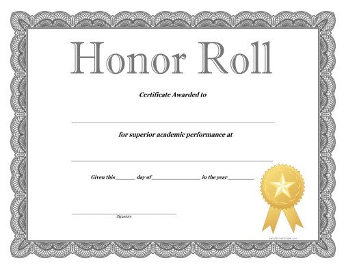 Honor Roll Certificate Free Printable AllFreePrintable