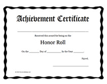 Printable Honor Roll Awards School Certificates Templates