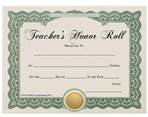 Printable Teachers Honor Roll Awards School Certificates
