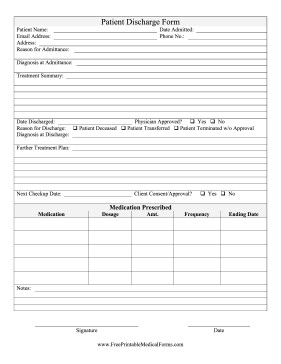 Printable Patient Discharge Form
