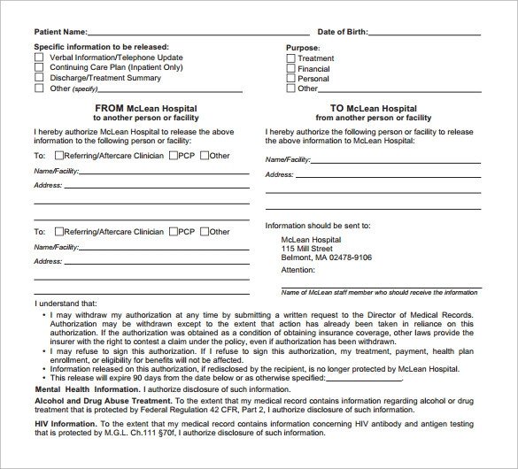 Sample Hospital Release Form 11 Download Free Documents