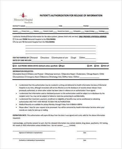Sample Hospital Release Forms 8 Free Documents in Word PDF