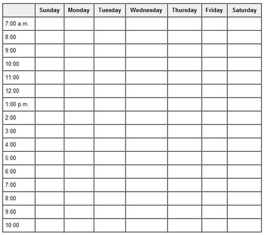 Work Hours Chart Template