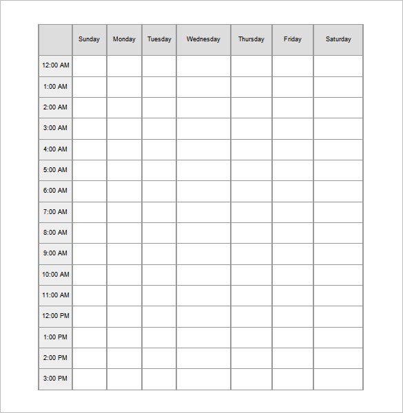 24 Hours Schedule Templates 16 Free Word Excel PDF