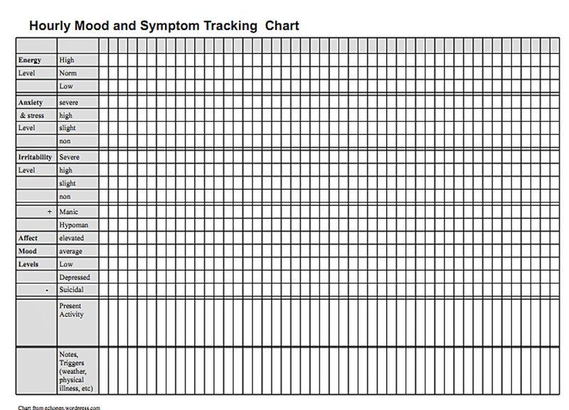 Hourly Mood and Symptom Chart