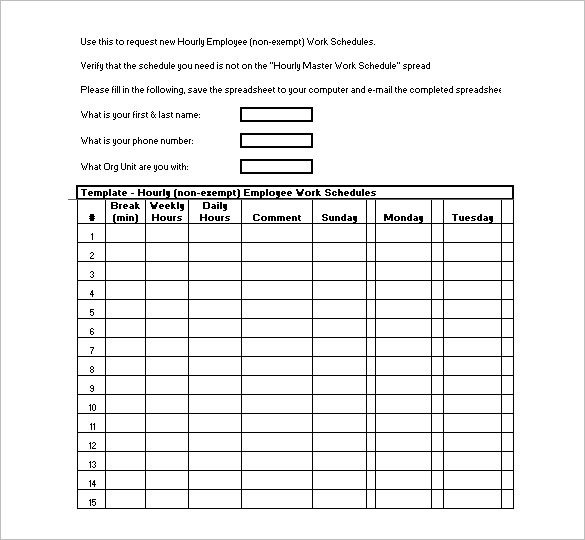 Hourly Schedule Template 11 Free Sample Example Format