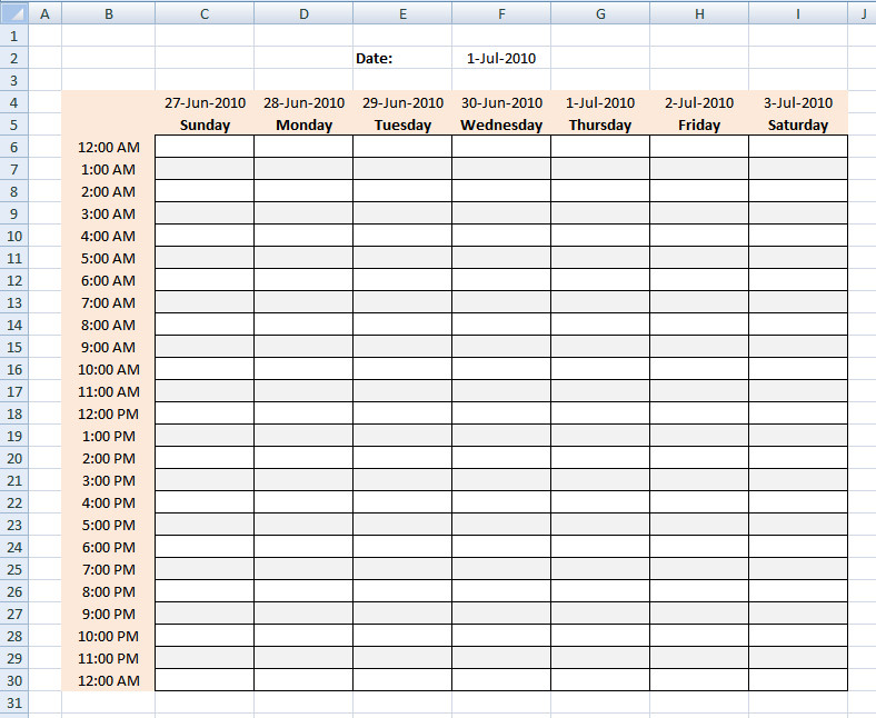 Hourly Schedule Template Excel template