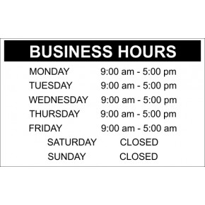 Hours of Operation Sign f Store Hours Signs Open
