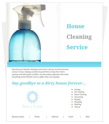 House Cleaning Free Samples House Cleaning Flyers