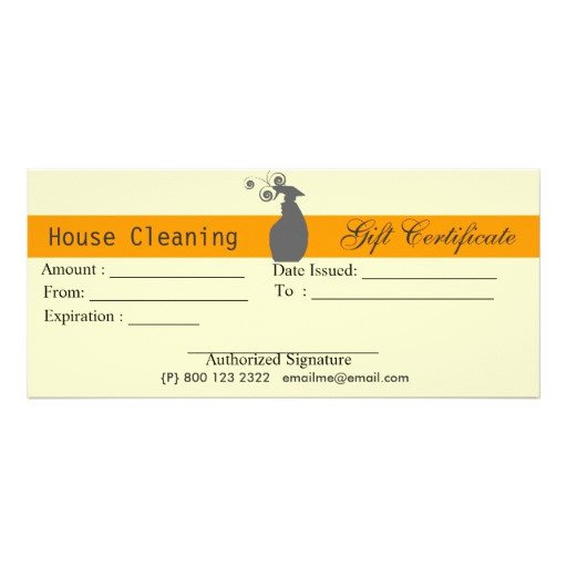 House Cleaning Housekeeping Gift Certificate Rack Card