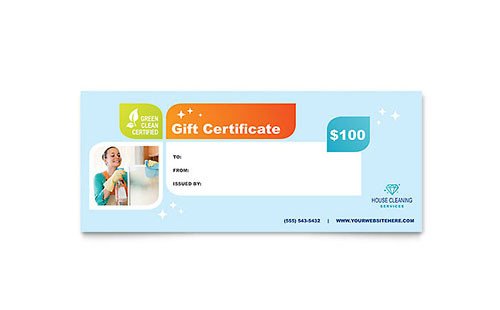 House Cleaning Service Gift Certificate Templates Word