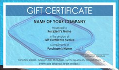 Pool and Spa Cleaning Gift Certificate Templates
