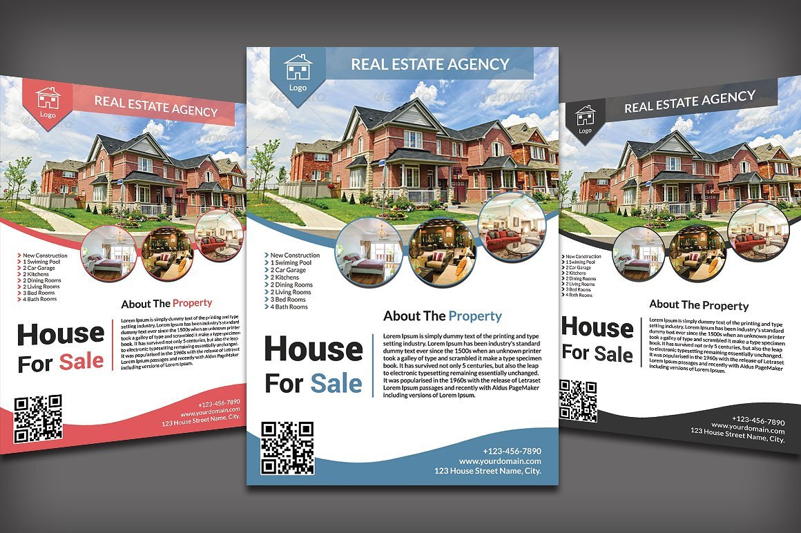20 Real Estate Flyers Word PSD AI EPS Vector Formats