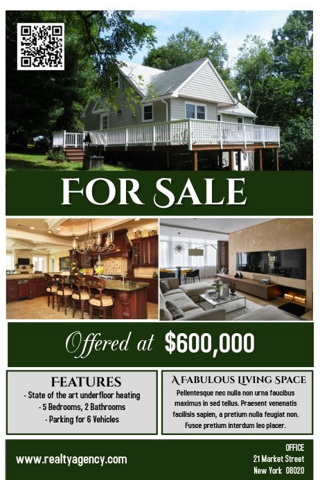 House for Sale Flyer Poster Real Estate Template