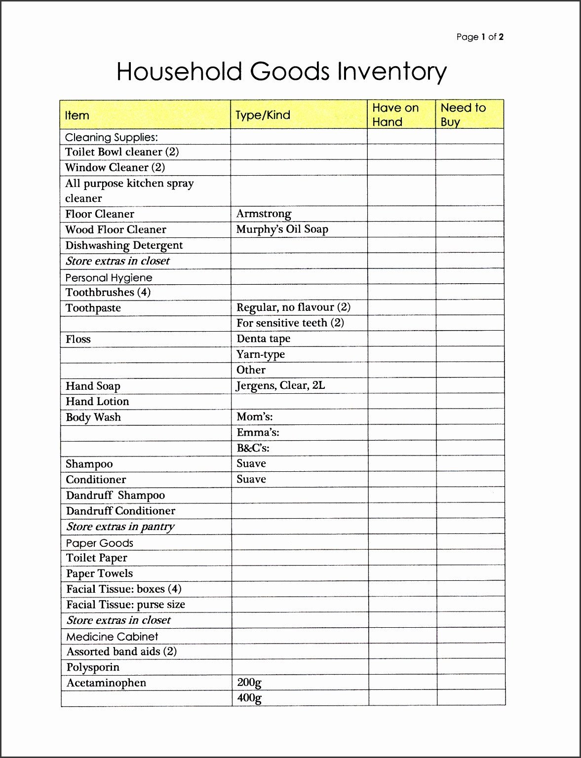 7 Inventory Checklist Template SampleTemplatess