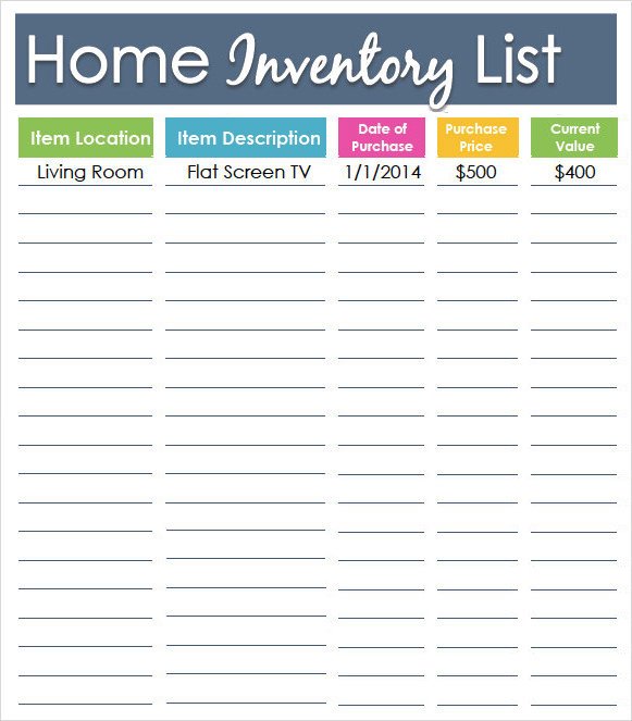 Sample Inventory List Template 9 Free Documents