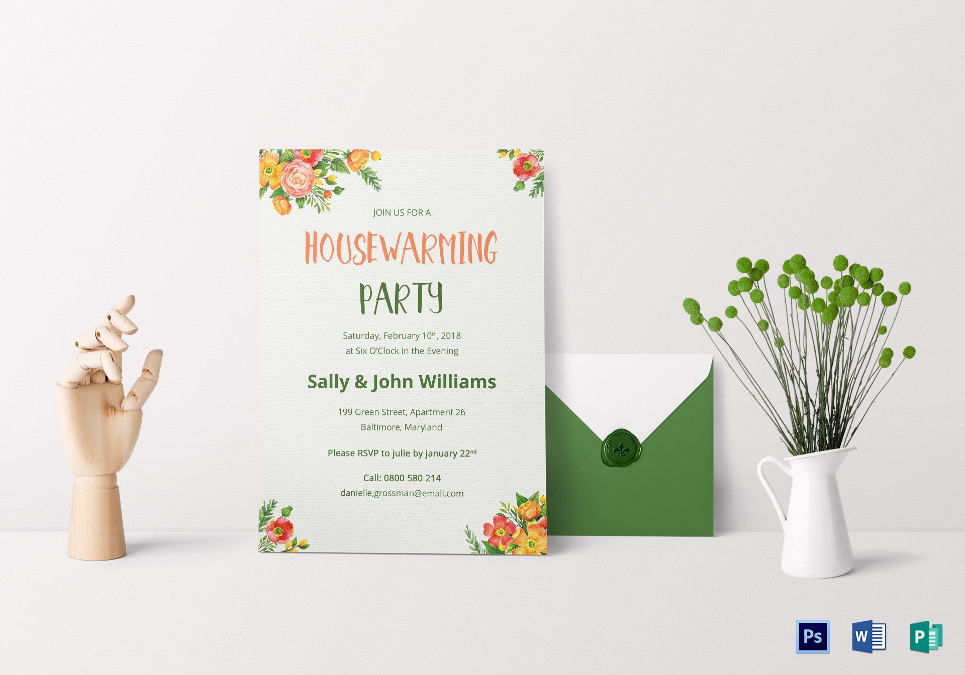 Colorful Housewarming Invitation Design Template in PSD