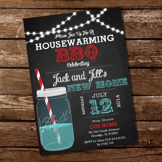 Chalkboard Housewarming BBQ Invitation Housewarming Party