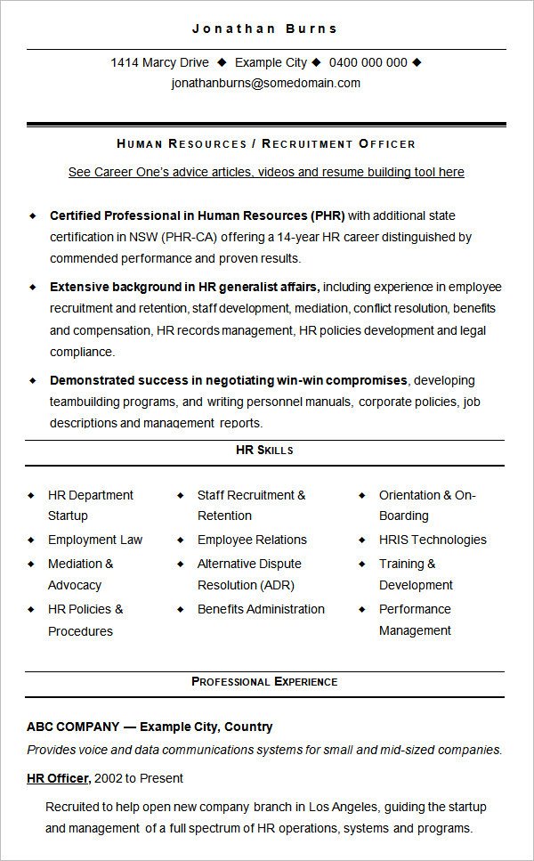 21 HR Resume CV Templates HR Templates