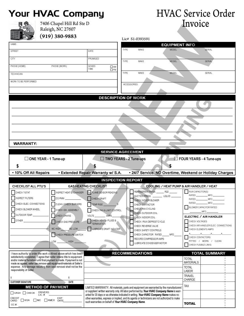 Here is a Tune Up Checklist invoice that does double duty