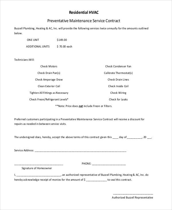 Sample Residential Service Contract 5 Documents In PDF