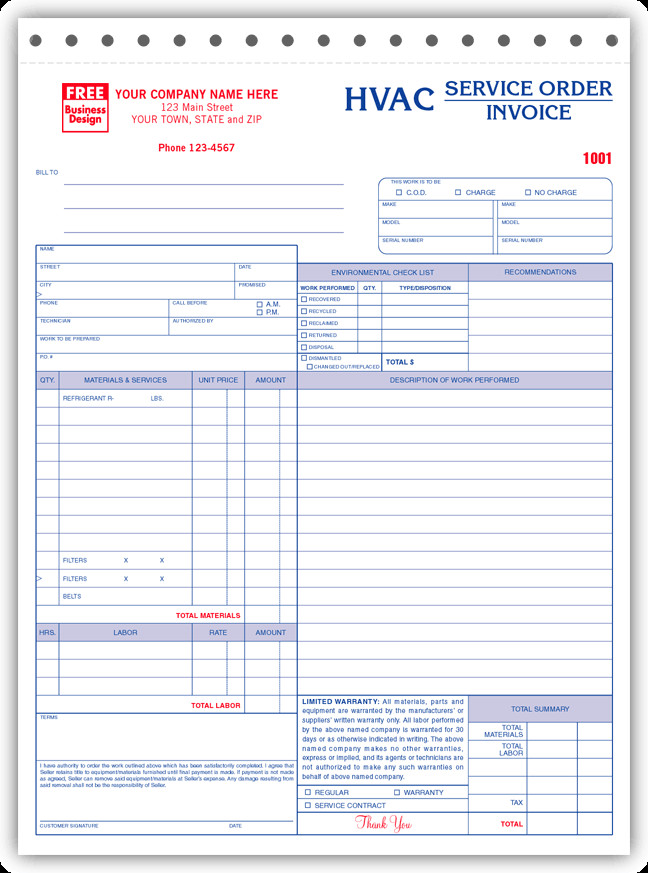 6532 3 HVAC Invoices Service Orders
