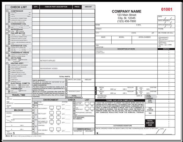 Heating Airconditioning Service Form