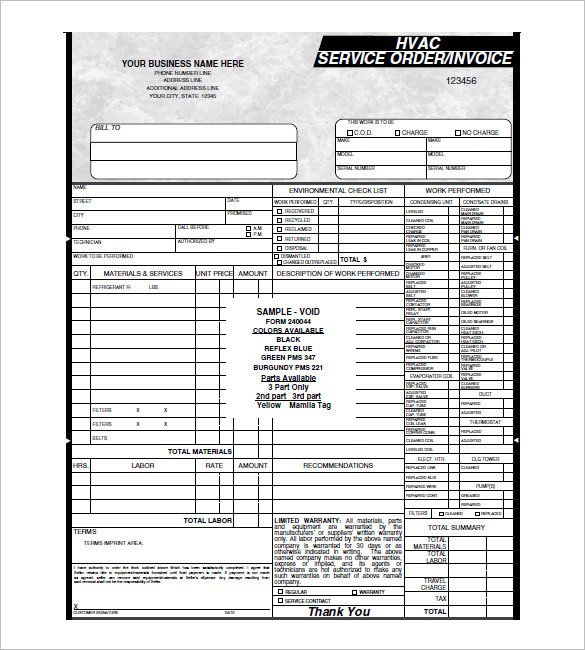 HVAC Invoice Template 6 Free Word PDF Format Download