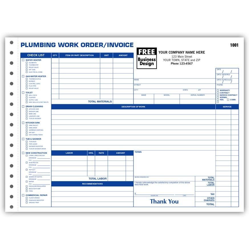 Plumbing work order Work Order Forms