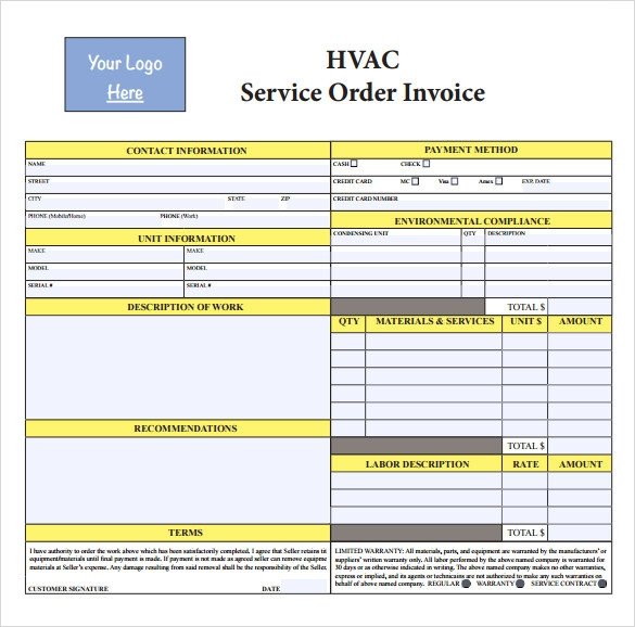 Sample HVAC Invoice Template 13 Download Documents in