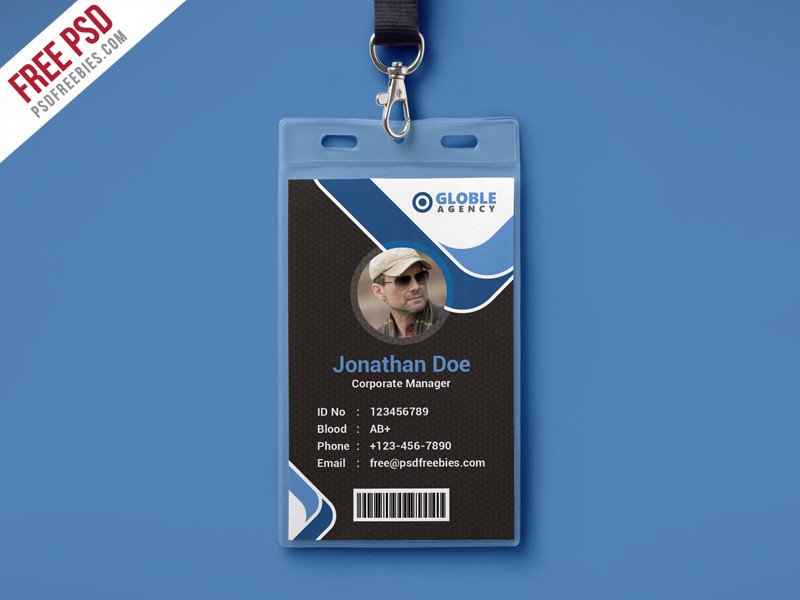 Free PSD Multipurpose Dark fice ID Card PSD Template