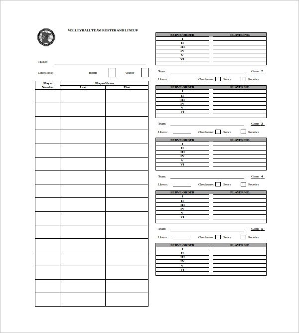 7 Sample Volleyball Roster Templates PDF Word