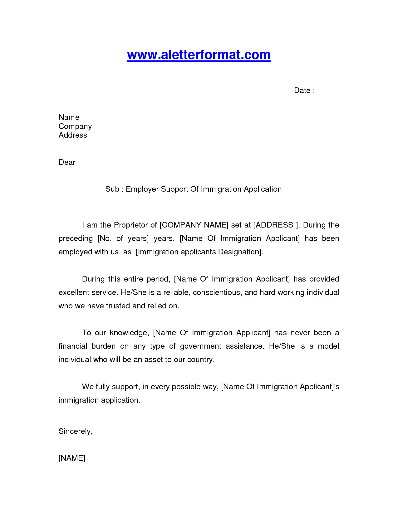 immigration letter sample Google Search